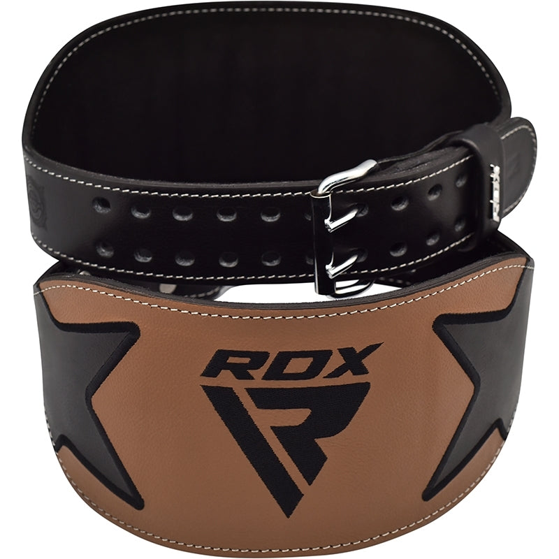 RDX 6 Inch Leather Weightlifting Gym Belt