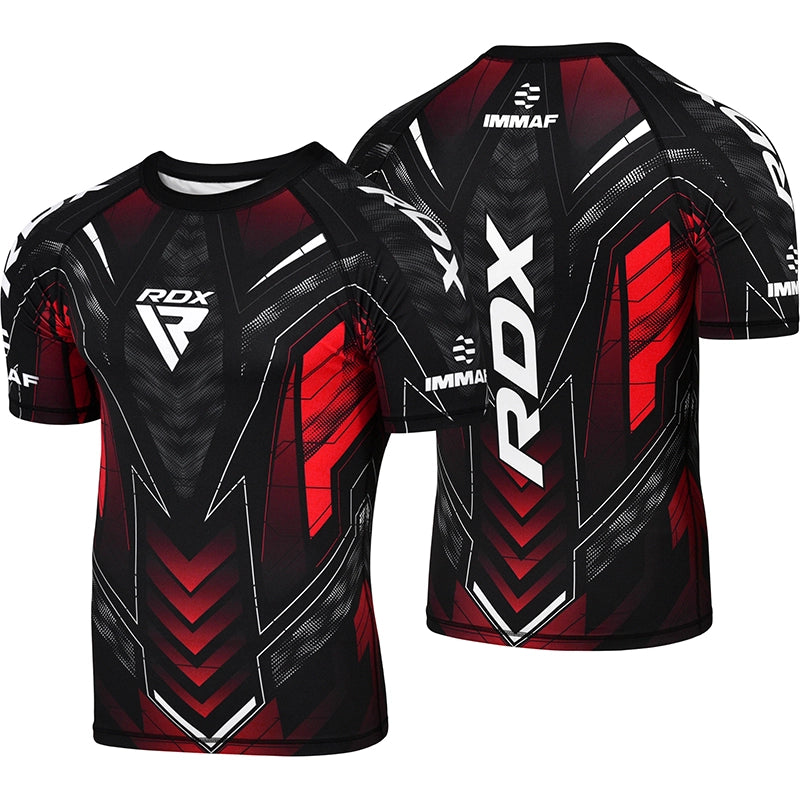 RDX IMMAF Approved Half Sleeves Compression Shirt Red