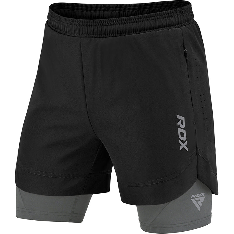 T16 2-in-1 Compression MMA Shorts #color_black