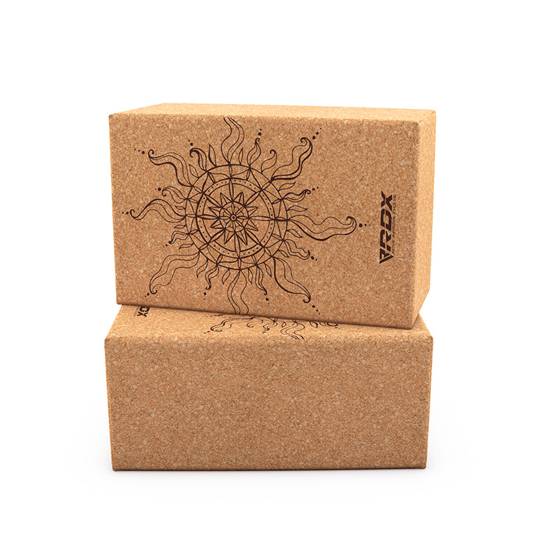 RDX D2 Cork Yoga Block Non-Slip Brick