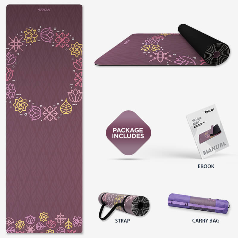 RDX D2 6mm 4-in-1 PU Rubber Yoga Mat Set