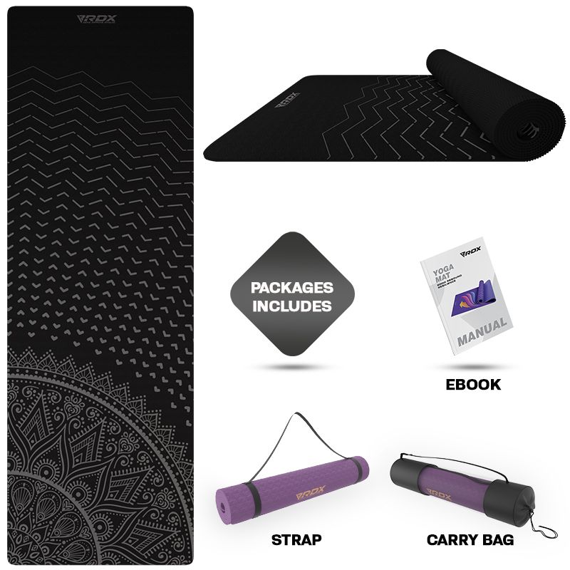 RDX D9 6mm 4-in-1 TPE Yoga Mat Set