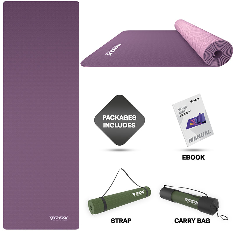 RDX DC 6mm 4-in-1 TPE Yoga Mat Set