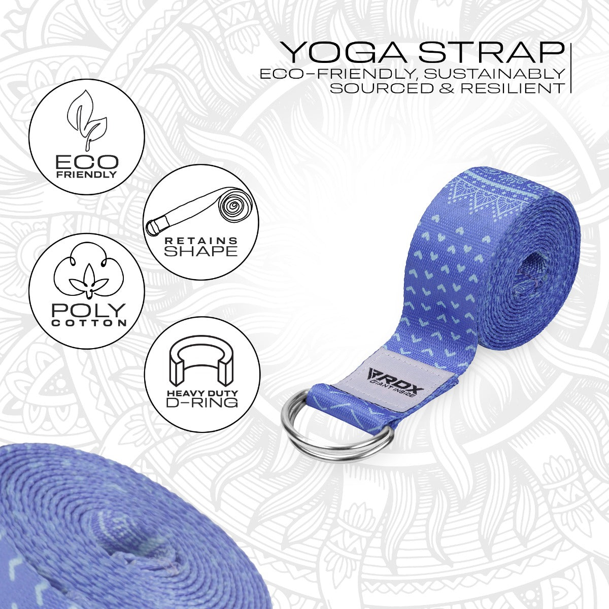 RDX F14 Sangle De Yoga AntidÃ©rapante En Coton Avec Boucle En D En Acier Inoxydable