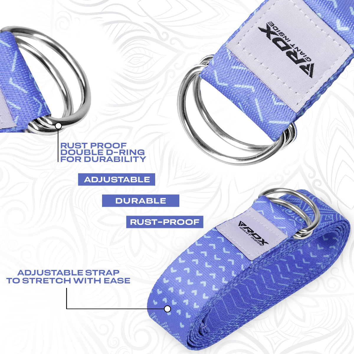 RDX F14 Sangle De Yoga AntidÃ©rapante En Coton Avec Boucle En D En Acier Inoxydable