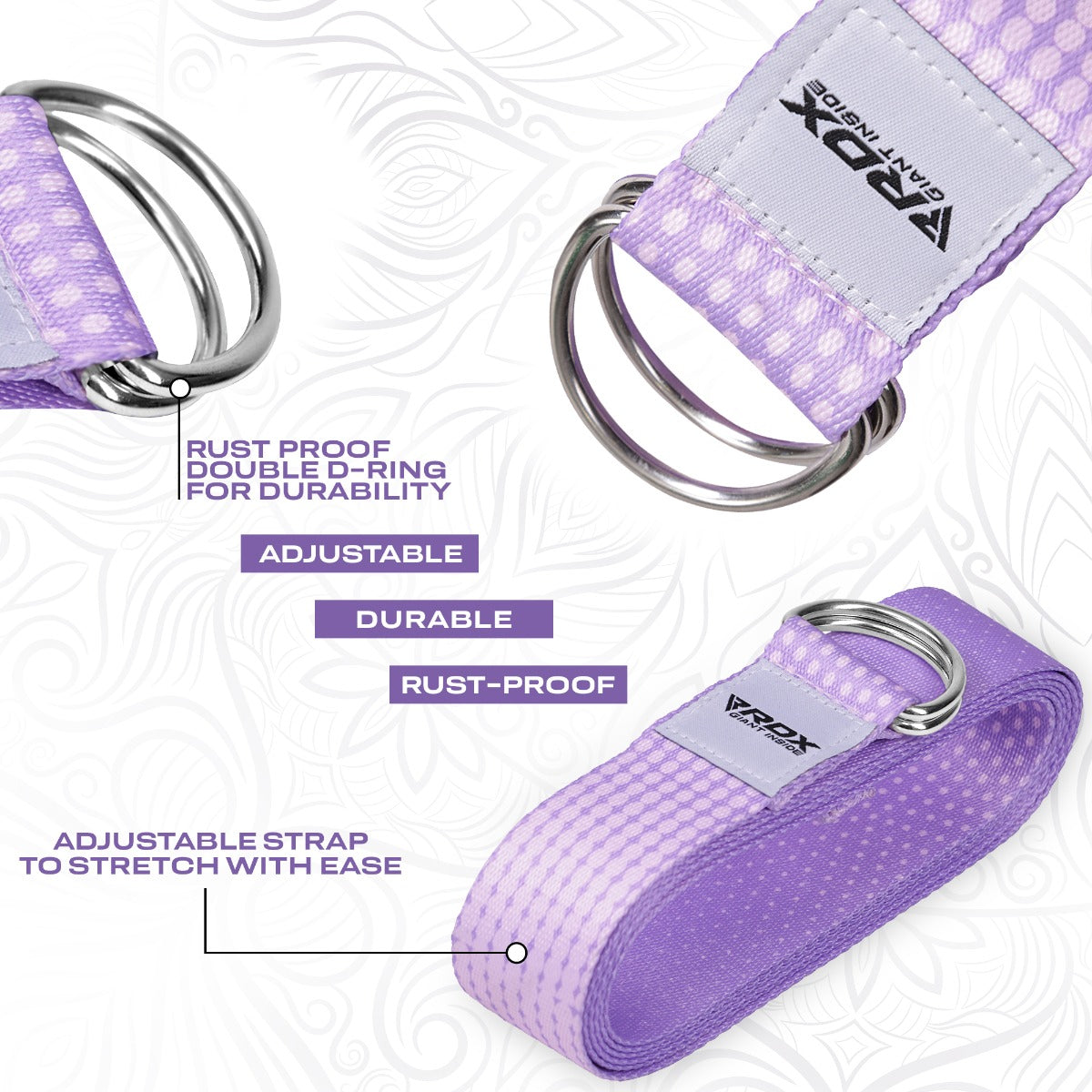 RDX F21 Sangle De Yoga Antidérapante En Coton Avec Boucle En D En Acier Inoxydable