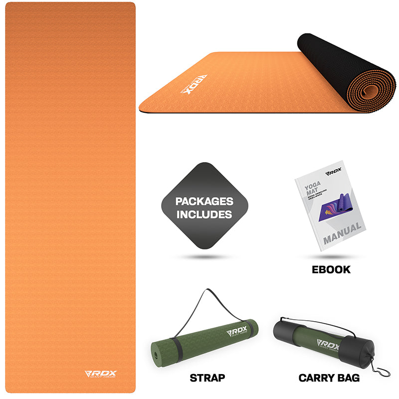 RDX DC 6mm 4-in-1 TPE Yoga Mat Set