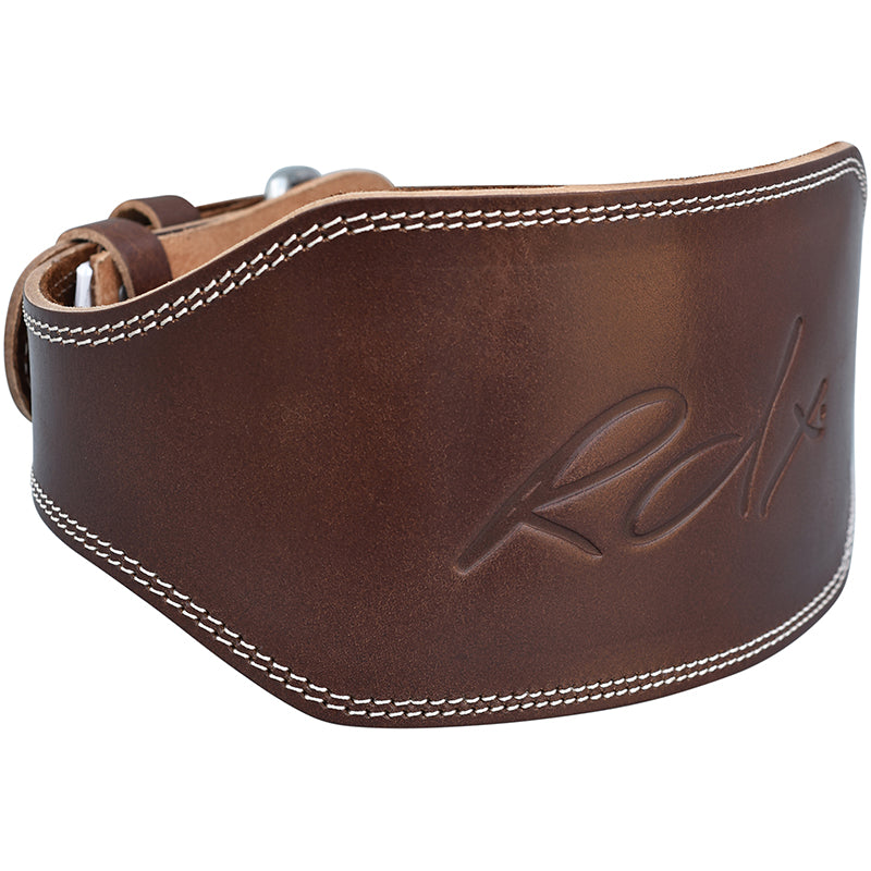 RDX 6 Inch Leather Brown Weightlifting Belt