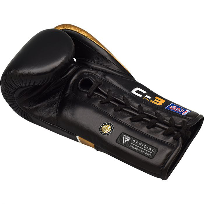 RDX C3 BBBofC Approved Pro Fight Boxing Gloves#color_black