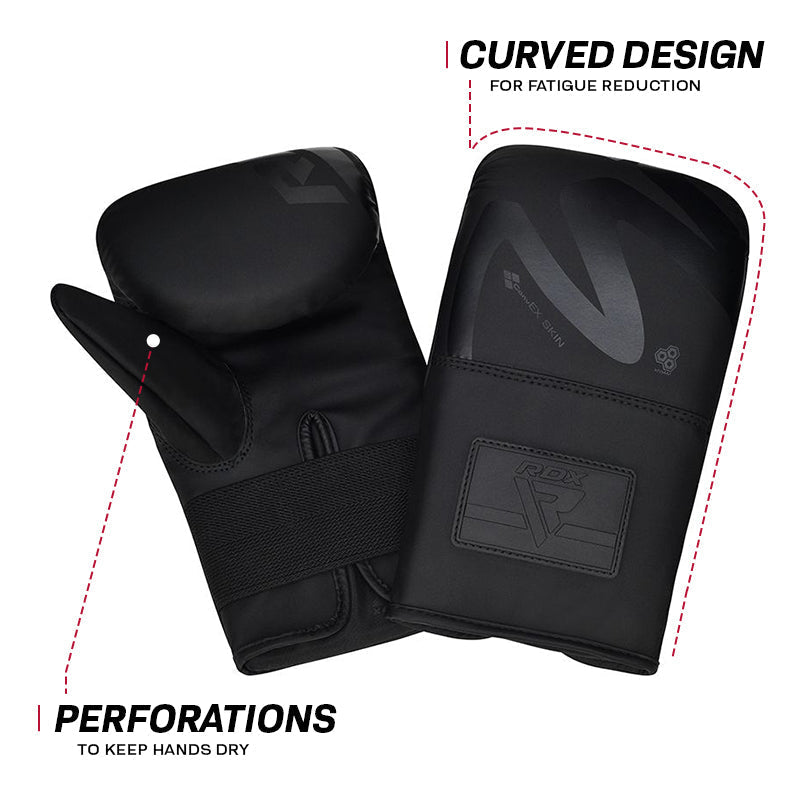 Guantes de bolsa RDX F15 Noir de 4 oz de color negro