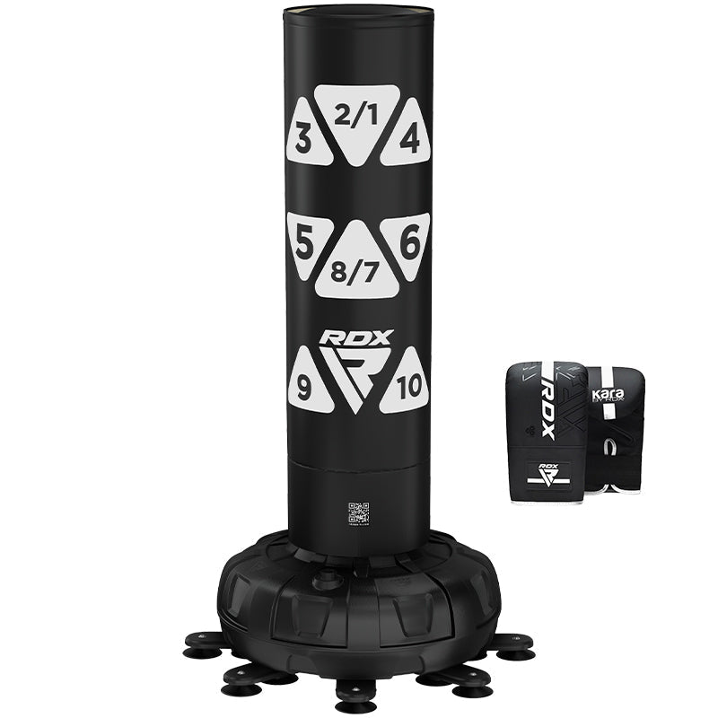 RDX KT Ronin 6ft 2-in-1 Black Free Standing Target Punch Bags With Mitts Set#color_white