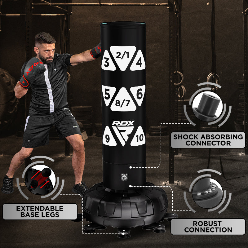 RDX KT Ronin 6ft 2-in-1 Black Free Standing Target Punch Bags With Mitts Set#color_white
