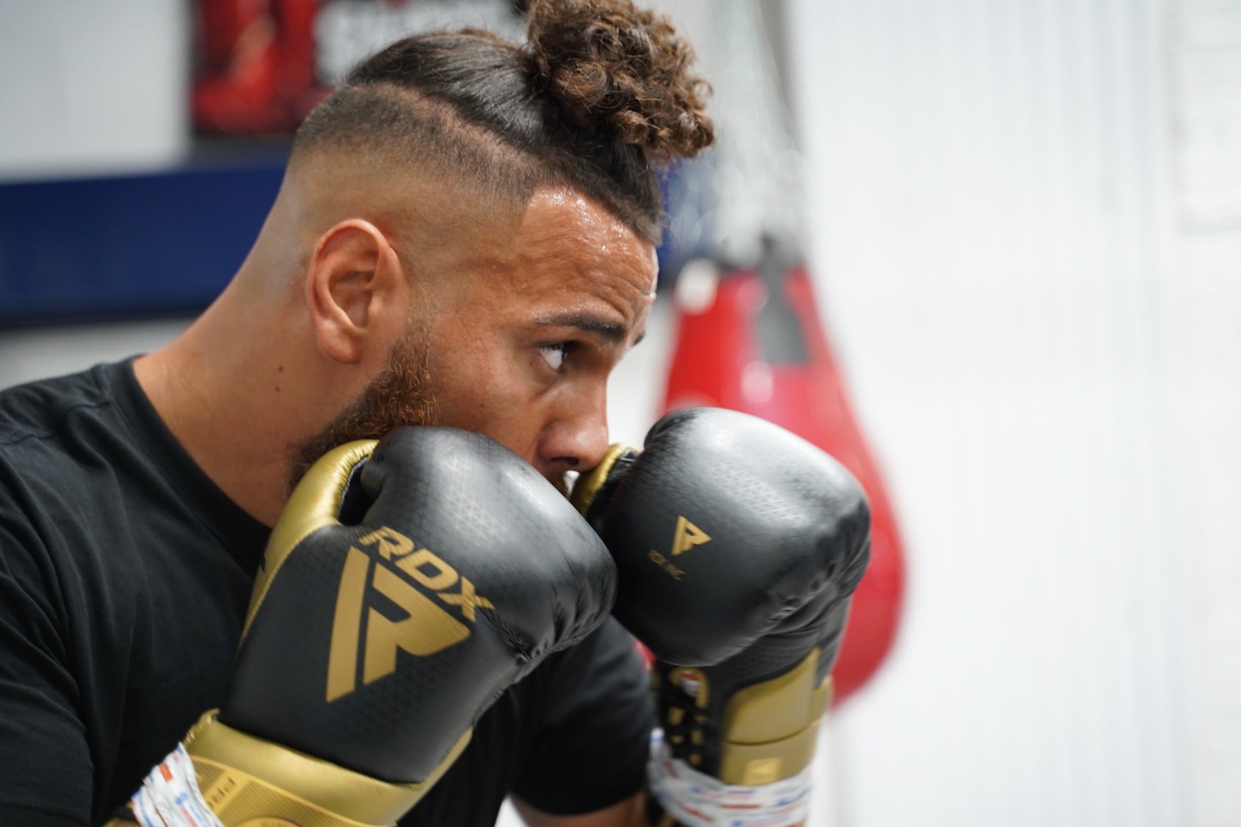 RDX L2 Mark Pro Sparring Boxing Gloves Hook and loop Black / Golden#color_golden