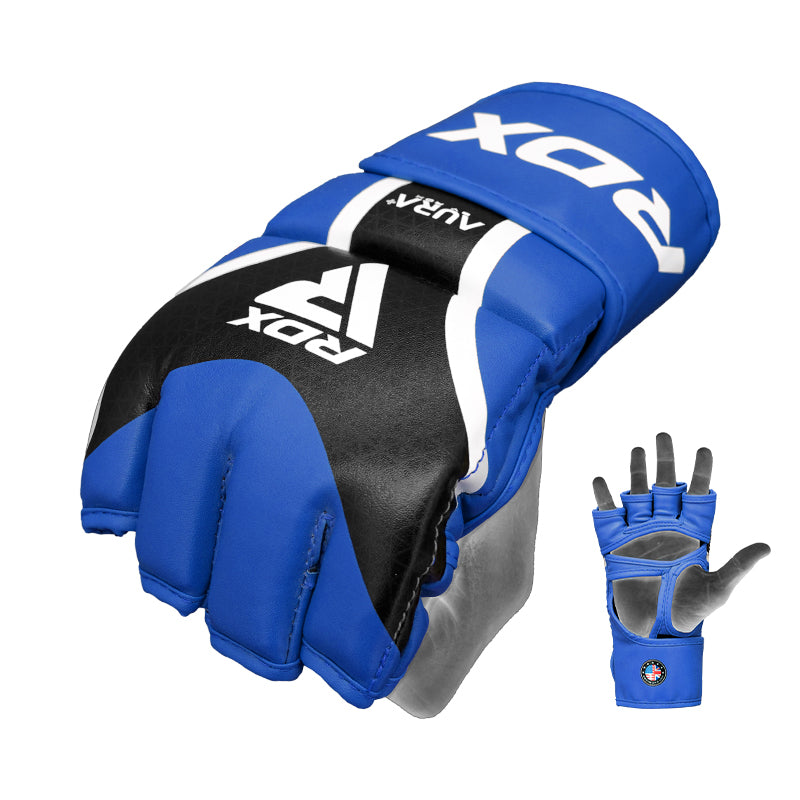 RDX T17 AURA MMA Grappling Training Gloves Gel Padded#color_blue