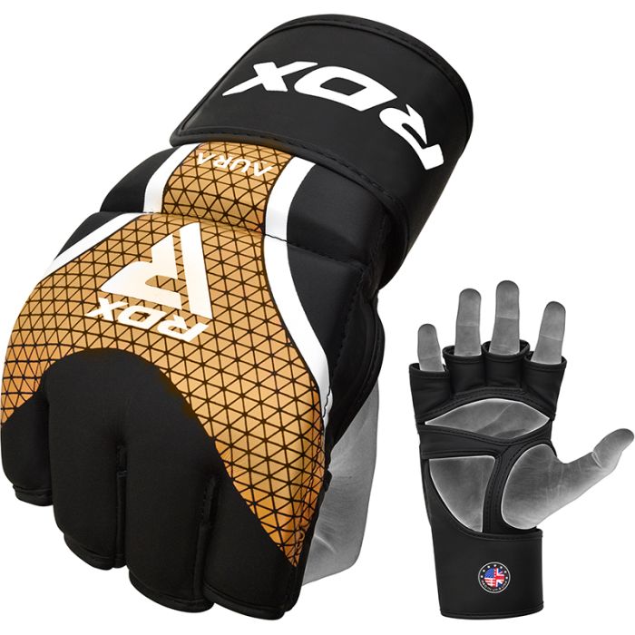 RDX T17 AURA MMA Grappling Training Gloves Gel Padded#color_golden