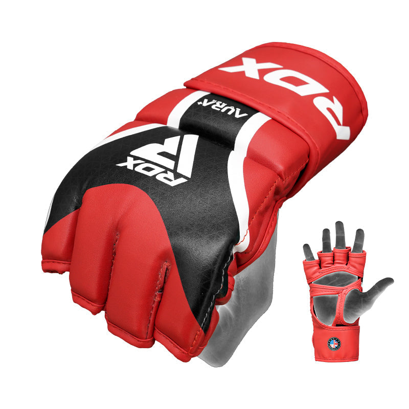 RDX T17 AURA MMA Grappling Training Gloves Gel Padded#color_red