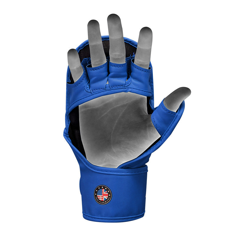 RDX T17 AURA MMA Hybrid Open Palm Grappling Gloves with Nova Tech#color_blue