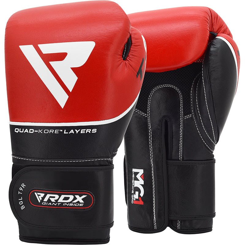 RDX T9 Ace Leather Boxing Gloves#color_red