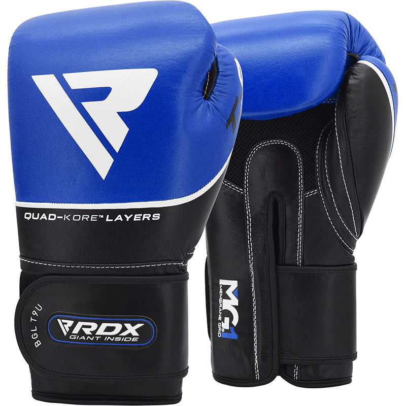 RDX T9 Ace Leather Boxing Gloves#color_blue