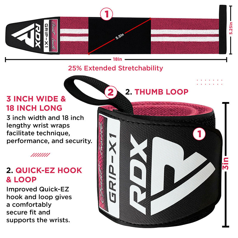 RDX W4 Wrist Support Wraps for Weight Lifting#color_pink