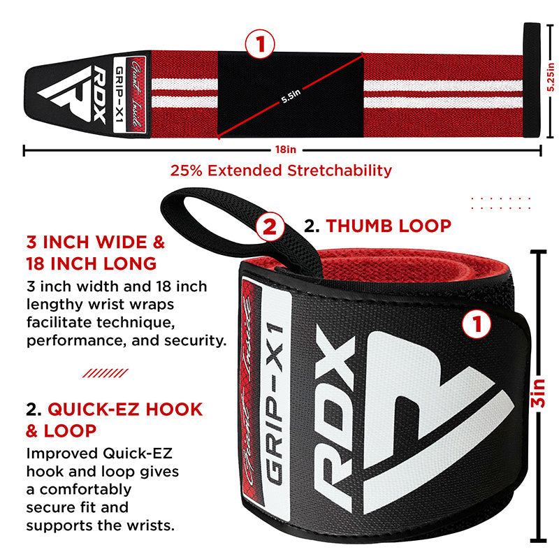 RDX W4 Wrist Support Wraps for Weight Lifting#color_red