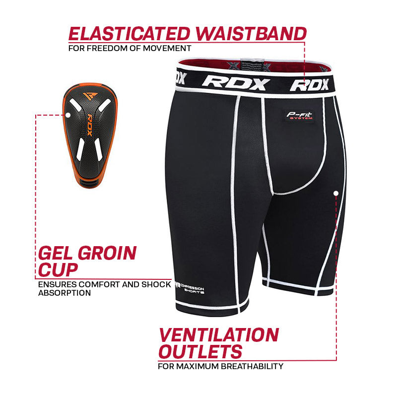 RDX X14 Compression Shorts with Groin Guard#color_orange