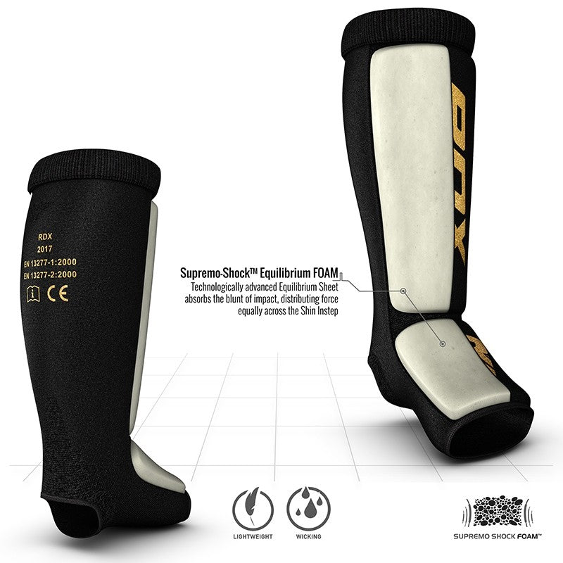 RDX SI MMA Gel Padded Lightweight Shin Instep Guard OEKO-TEX® Standard 100 certified#color_black