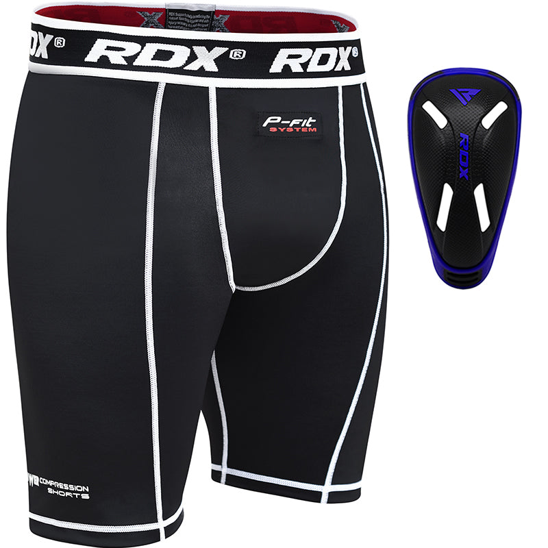 RDX X14 Compression Shorts with Groin Guard#color_blue