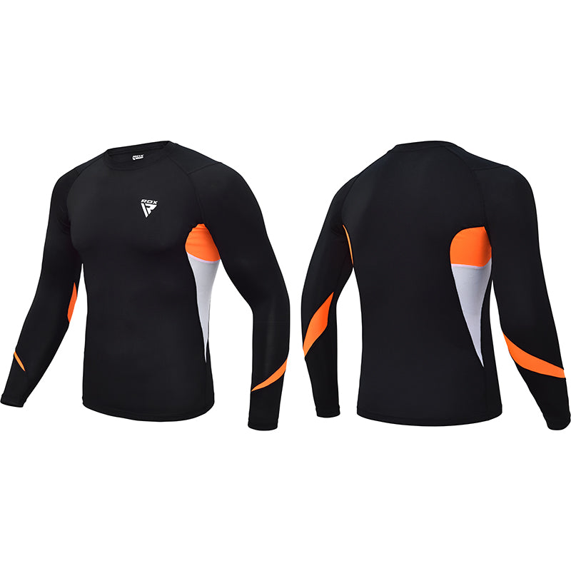 RDX L3 Long Sleeves Compression Rash Guard#color_orange
