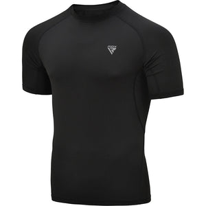 RDX T15  Rash Guard Negro De Manga Media 